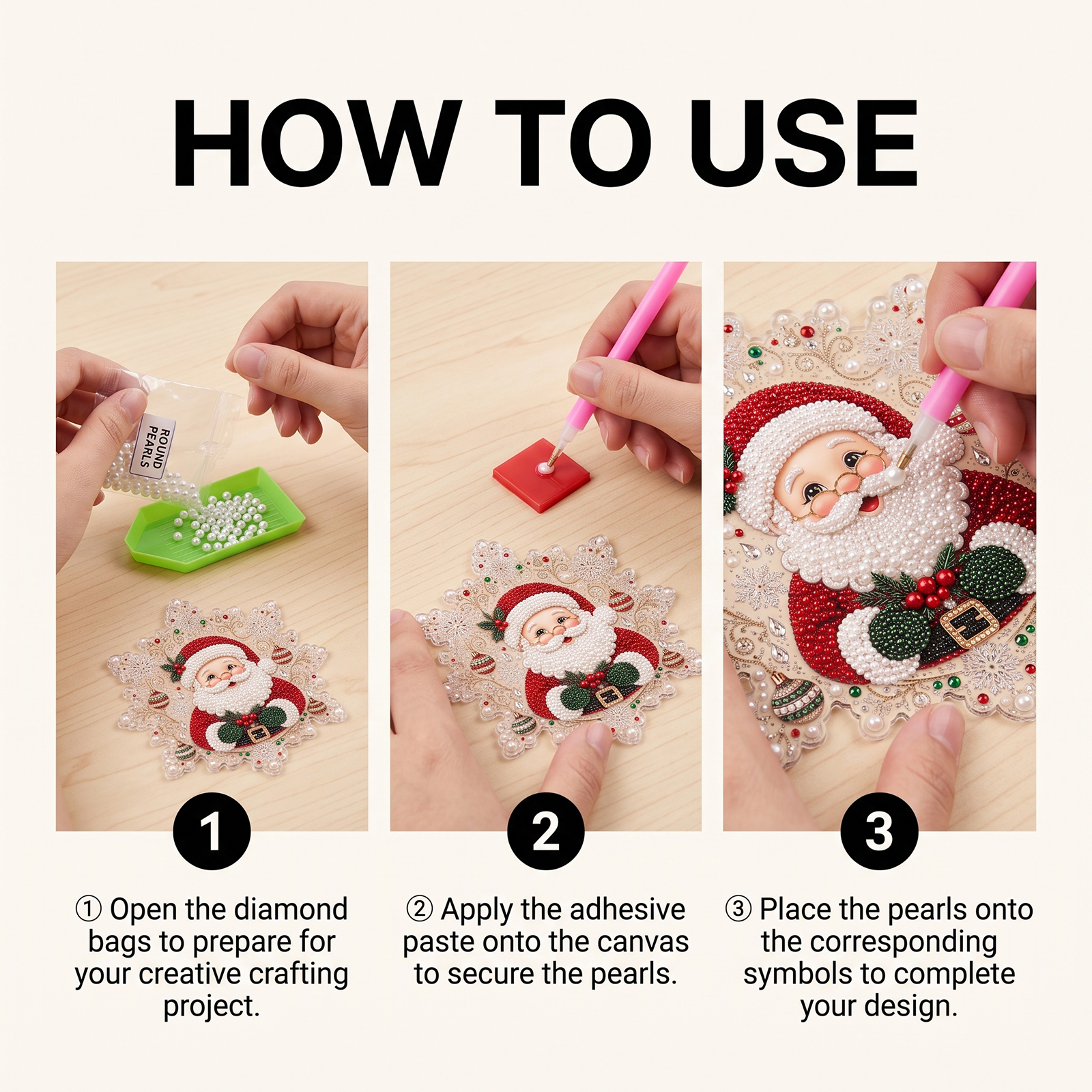 (Christmas Snowman) Christmas Pearl Diamond Painting Collection Set Festival Decoration Wall Desktop Hand Ornament Atmosphere Creation