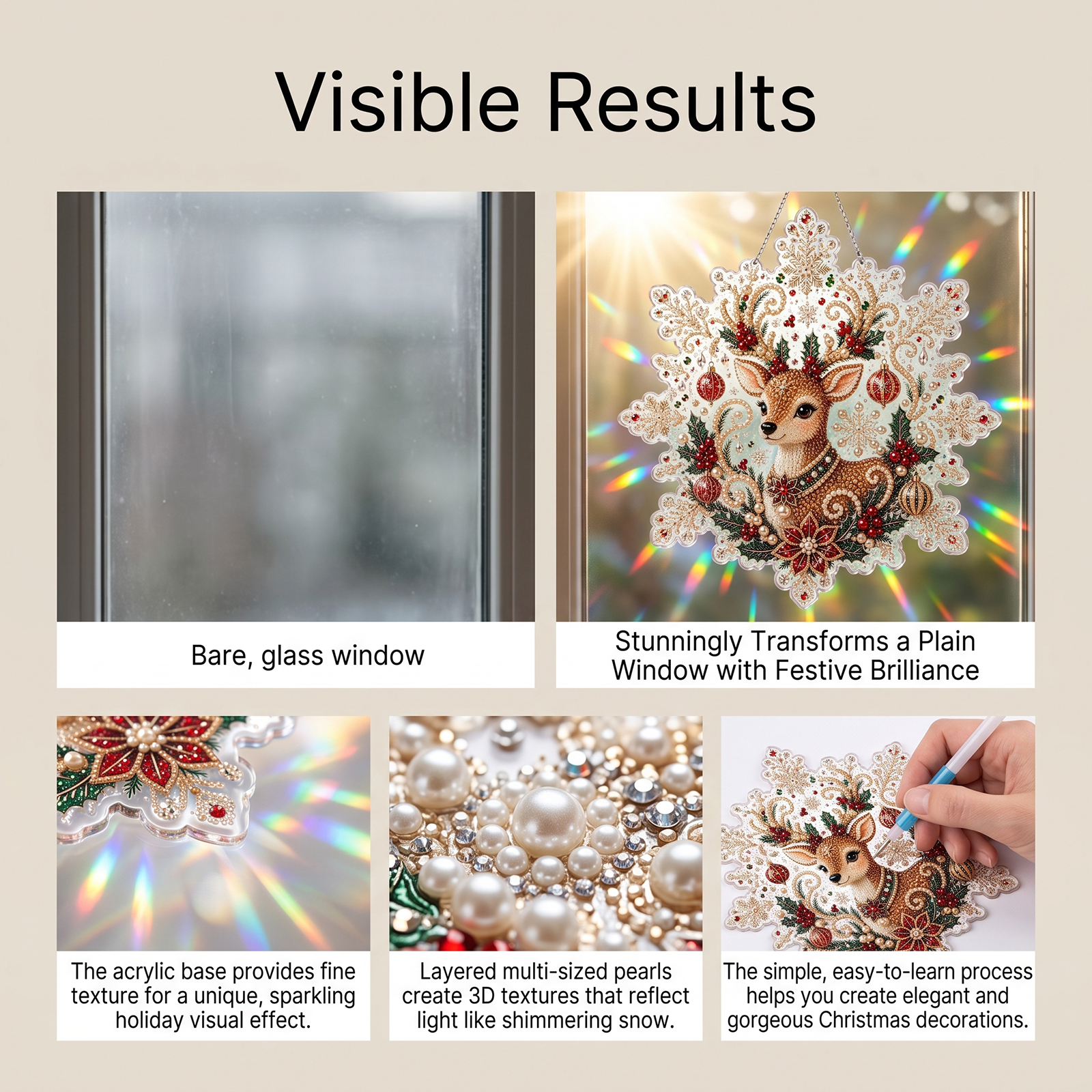(Christmas Snowman) Christmas Pearl Diamond Painting Collection Set Festival Decoration Wall Desktop Hand Ornament Atmosphere Creation