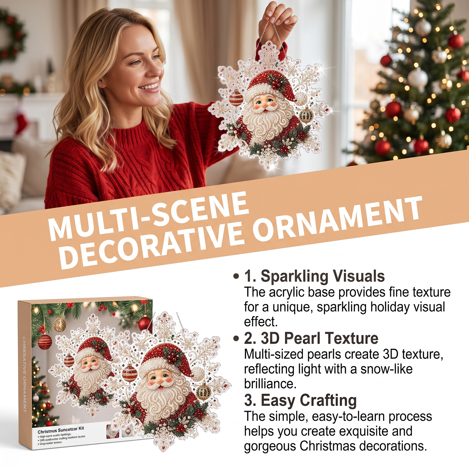 (Christmas Snowman) Christmas Pearl Diamond Painting Collection Set Festival Decoration Wall Desktop Hand Ornament Atmosphere Creation