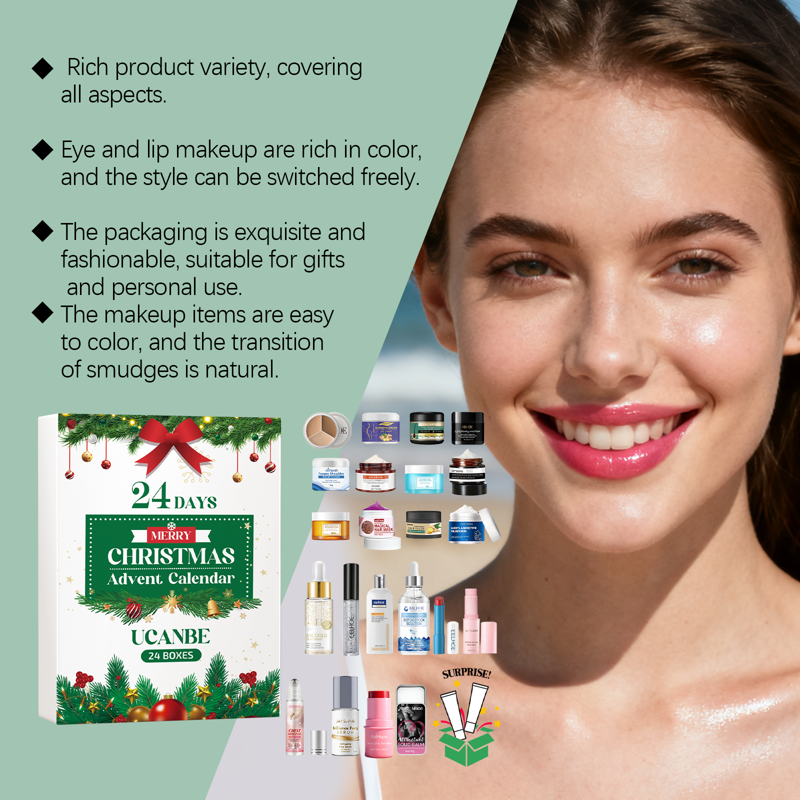 Christmas Beauty Advent Box Cosmetic Skincare Moisturizing Facial Care Surprise Gift Pack