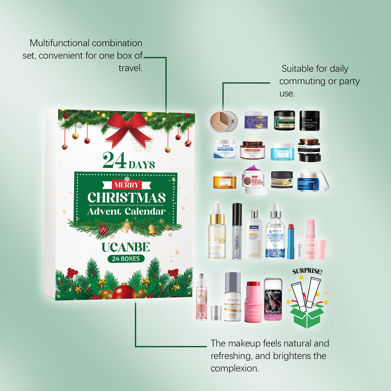 Christmas Beauty Advent Box Cosmetic Skincare Moisturizing Facial Care Surprise Gift Pack
