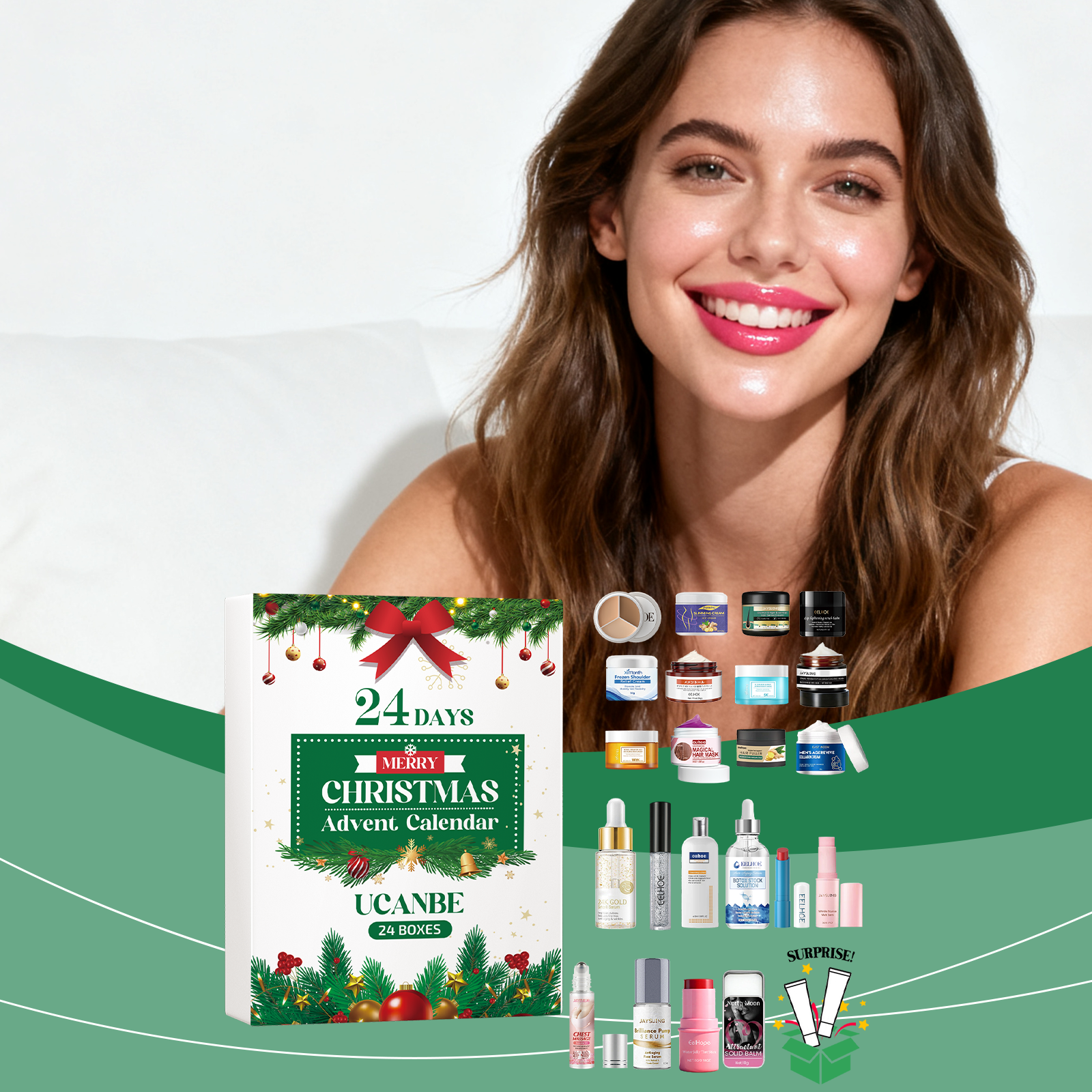 Christmas Beauty Advent Box Cosmetic Skincare Moisturizing Facial Care Surprise Gift Pack