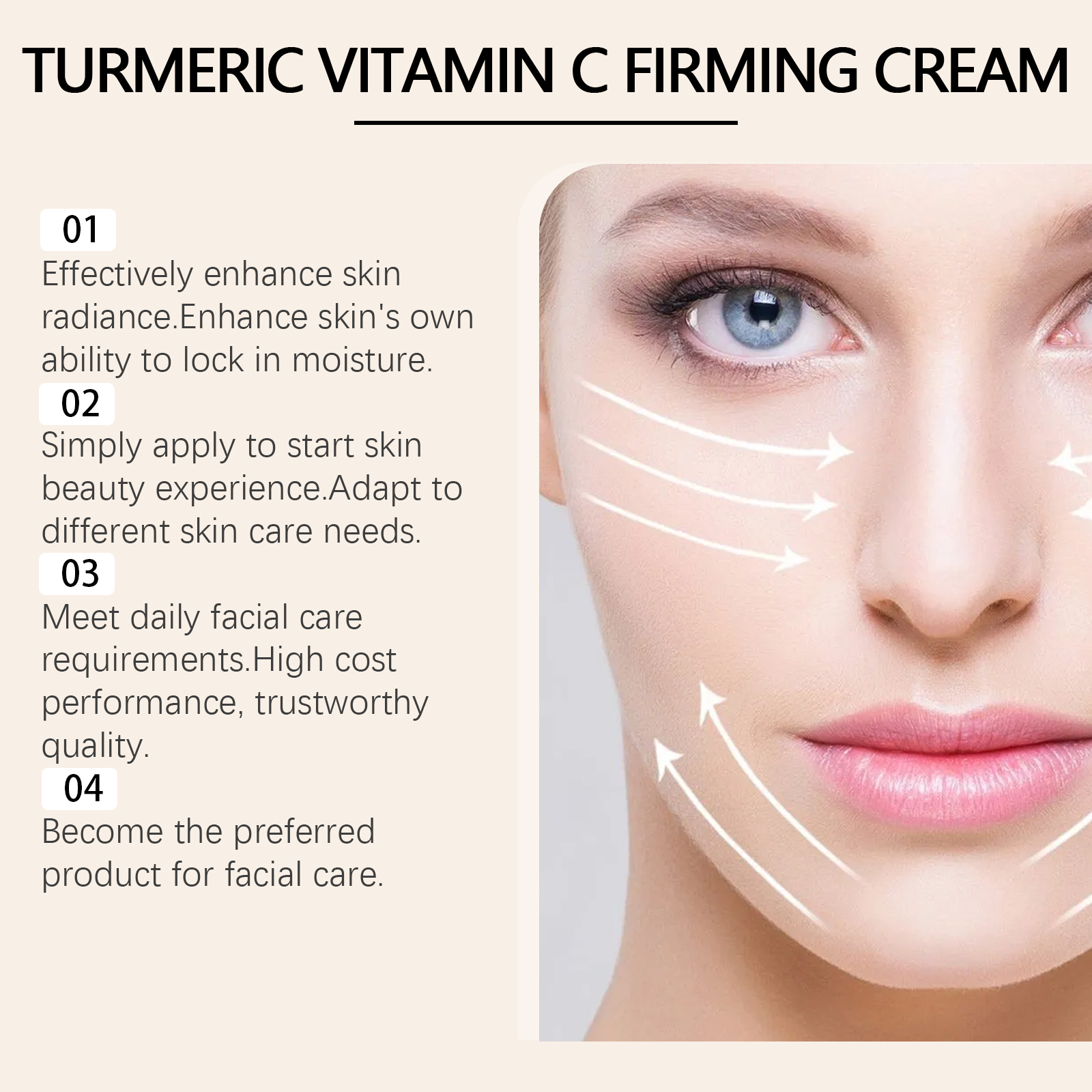 Turmeric Vitamin C Cream Gentle Care Hydrate Nourish Moist Skin Firm Rejuvenate
