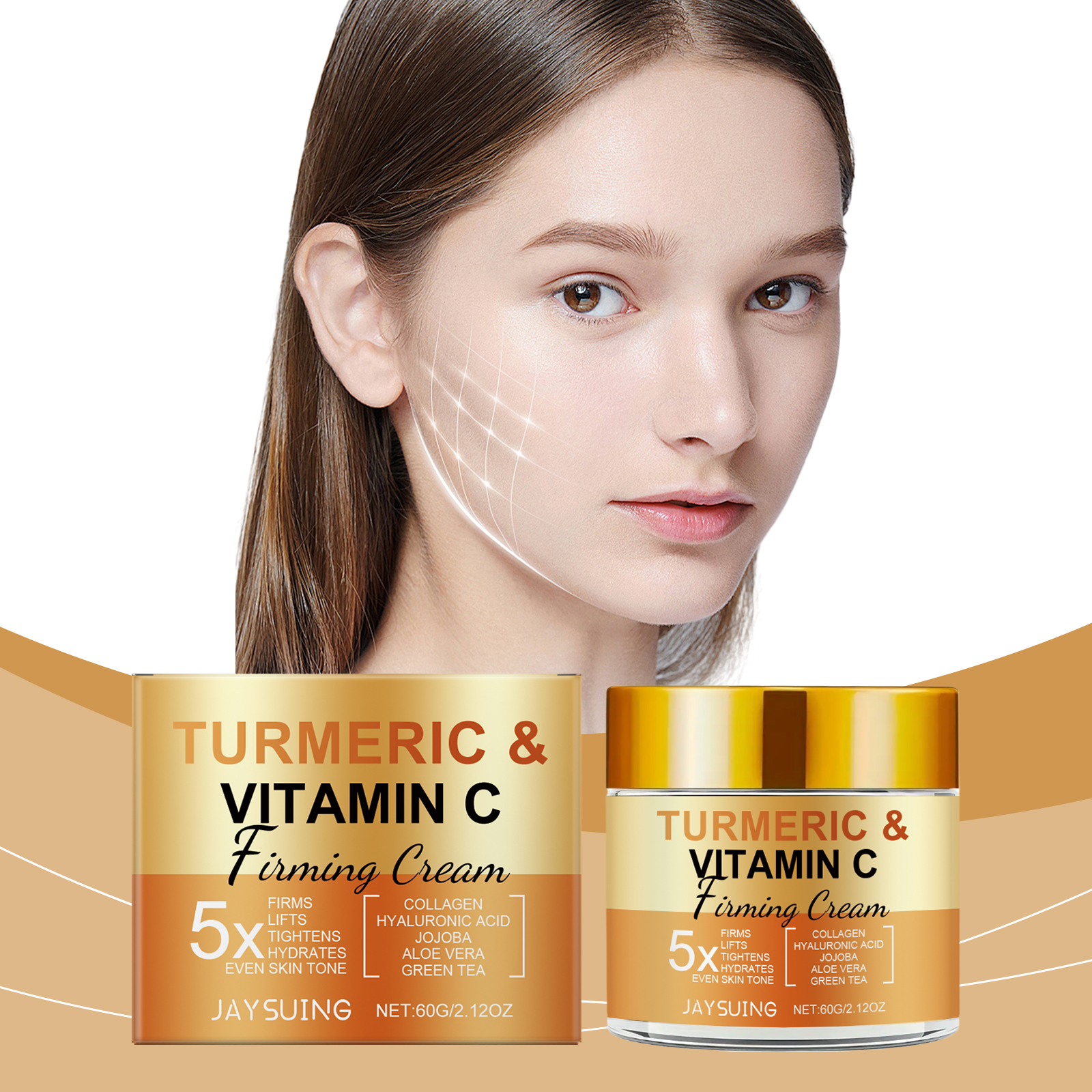 Turmeric Vitamin C Cream Gentle Care Hydrate Nourish Moist Skin Firm Rejuvenate