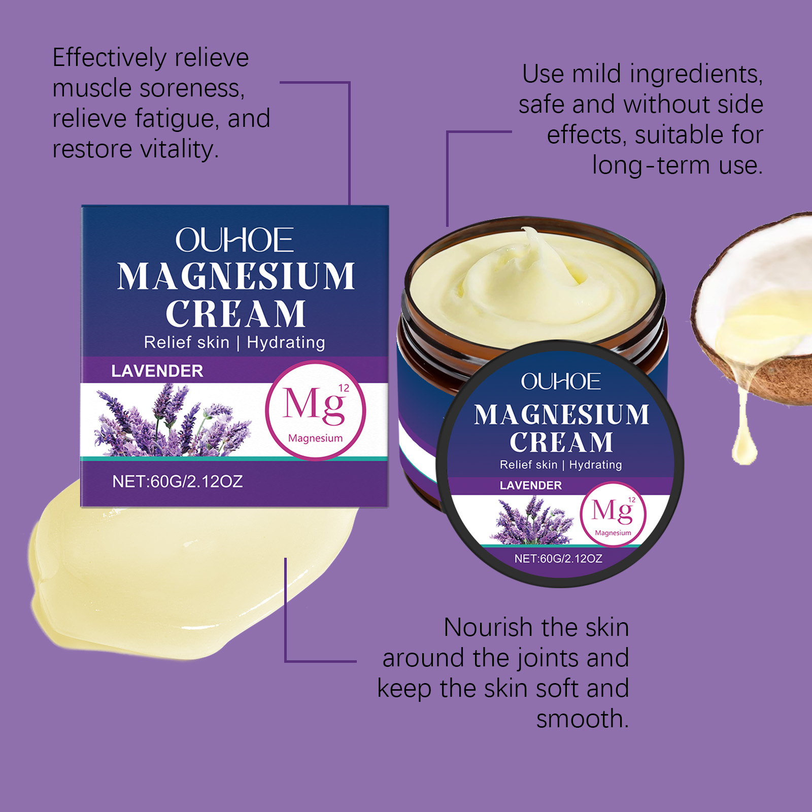 Body Soothing Magnesium Cream Gentle Daily Massage Care Relieve Wrist Knee Joint Discomfort Ingredients