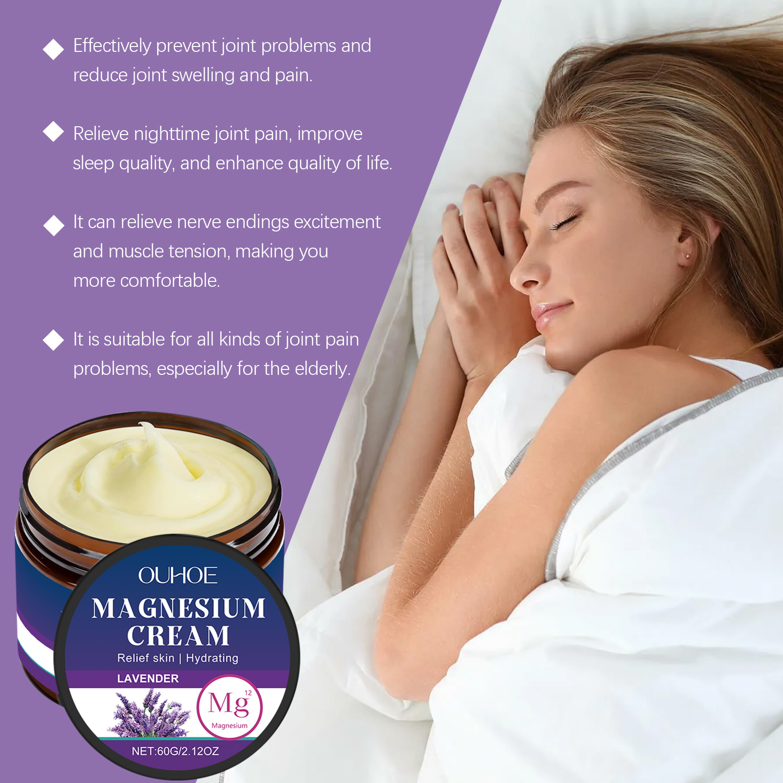 Body Soothing Magnesium Cream Gentle Daily Massage Care Relieve Wrist Knee Joint Discomfort Ingredients