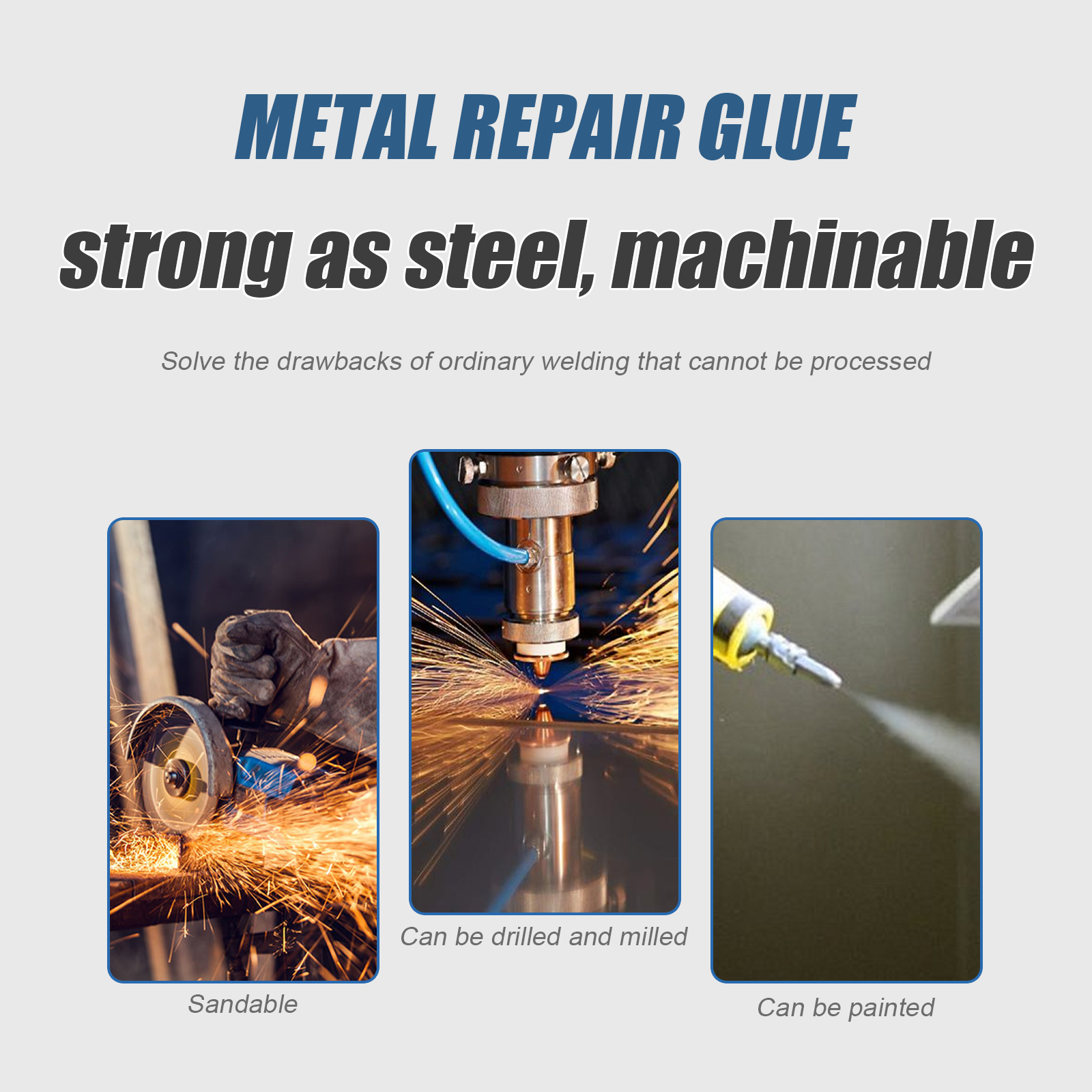 Metal Casting Repair Glue High Temperature Resistant Welding Epoxy For Cast Iron Aluminum Steel Crack Hole Patch 50ml