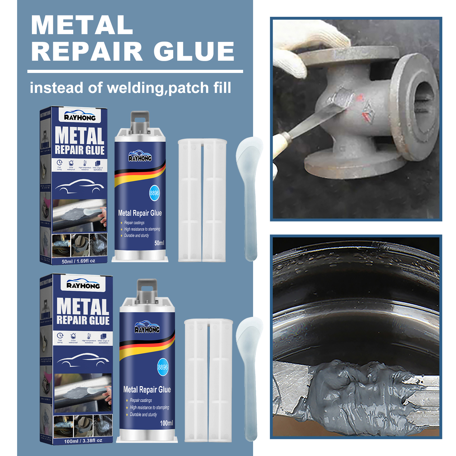 Metal Casting Repair Glue High Temperature Resistant Welding Epoxy For Cast Iron Aluminum Steel Crack Hole Patch 50ml
