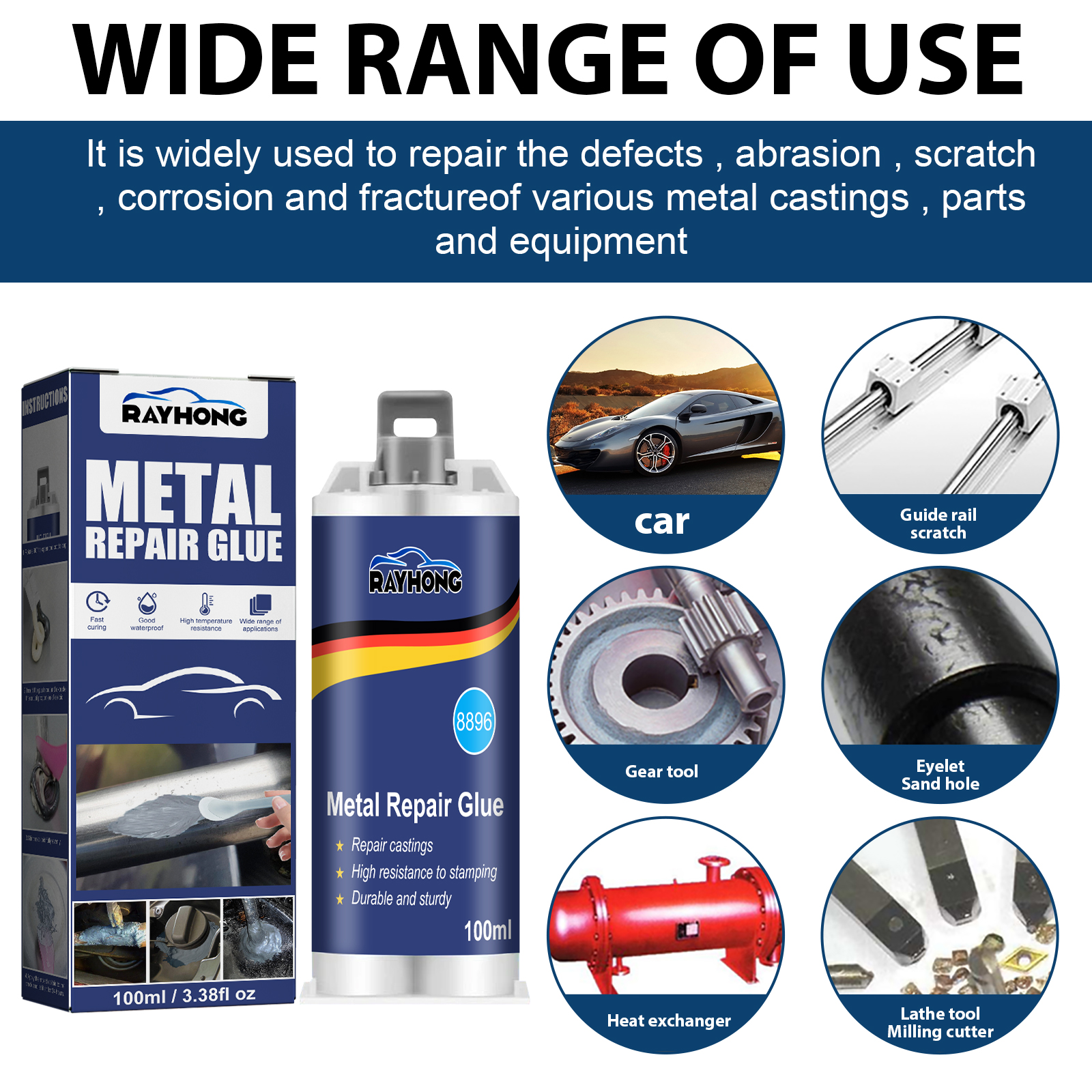 Metal Casting Repair Glue High Temperature Resistant Welding Epoxy For Cast Iron Aluminum Steel Crack Hole Patch 50ml