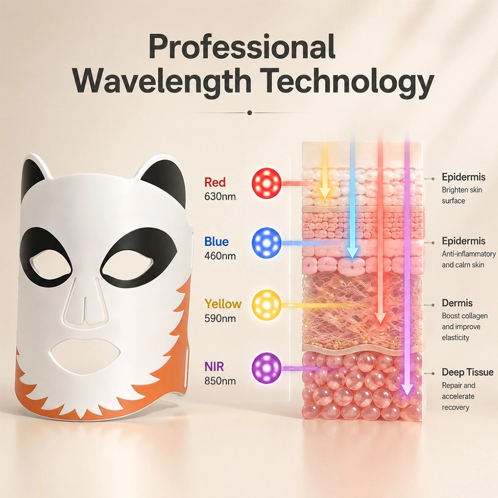 (Ice Compress Therapy Facial Mask A) LED Facial Light Mask Silicone Ice Compress Beauty Mask Red Light LED Colour Large Panel Spectrometer Photon Facial Beauty Mask Device Cordless Travel-Friendly