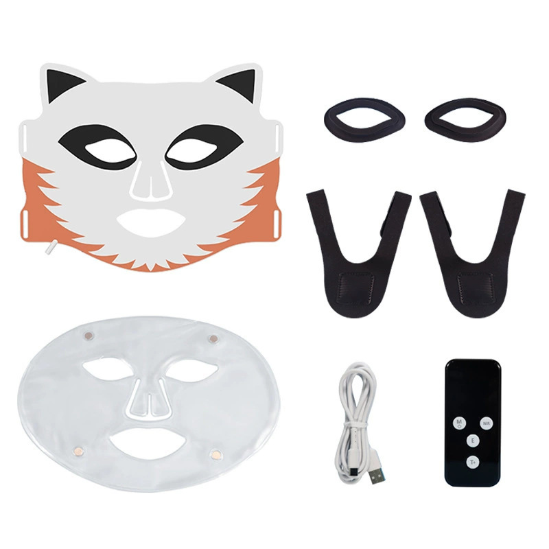 (Ice Compress Therapy Facial Mask A) LED Facial Light Mask Silicone Ice Compress Beauty Mask Red Light LED Colour Large Panel Spectrometer Photon Facial Beauty Mask Device Cordless Travel-Friendly
