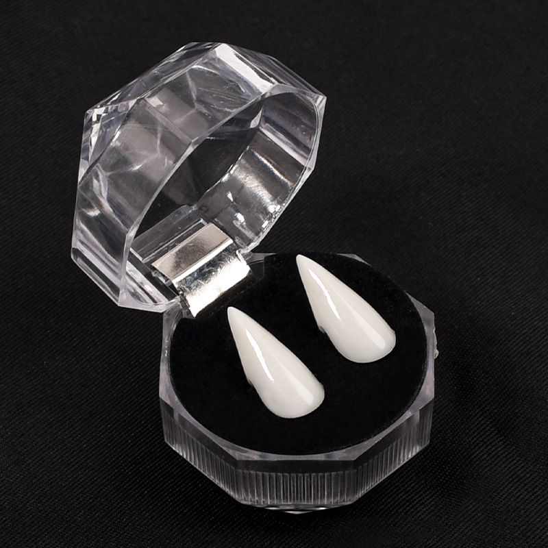(13mm) Halloween Vampire Teeth Fake Fangs Zombie Cosplay Makeup Prop For Party Costume 1 Pair