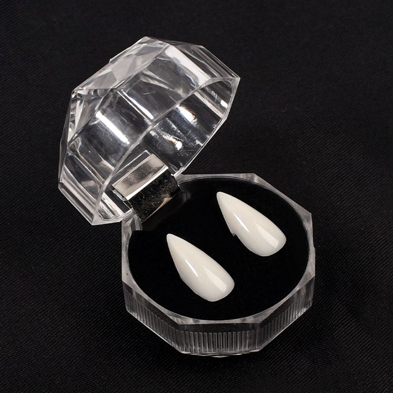 (13mm) Halloween Vampire Teeth Fake Fangs Zombie Cosplay Makeup Prop For Party Costume 1 Pair