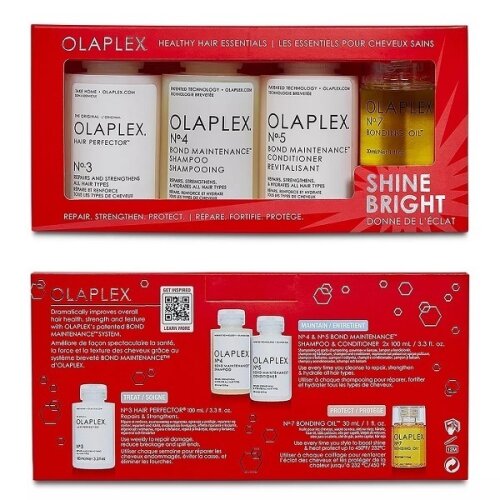 Olaplex Shine Bright Healthy Hair Essentials | Shampoo, Conditioner & Perfector Oil Gift