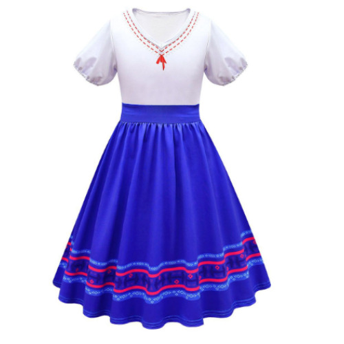 (7-8 Years) Girls Cartoon Encanto Luisa Dress Cosplay Costume Party Ballet Dress Hallowe