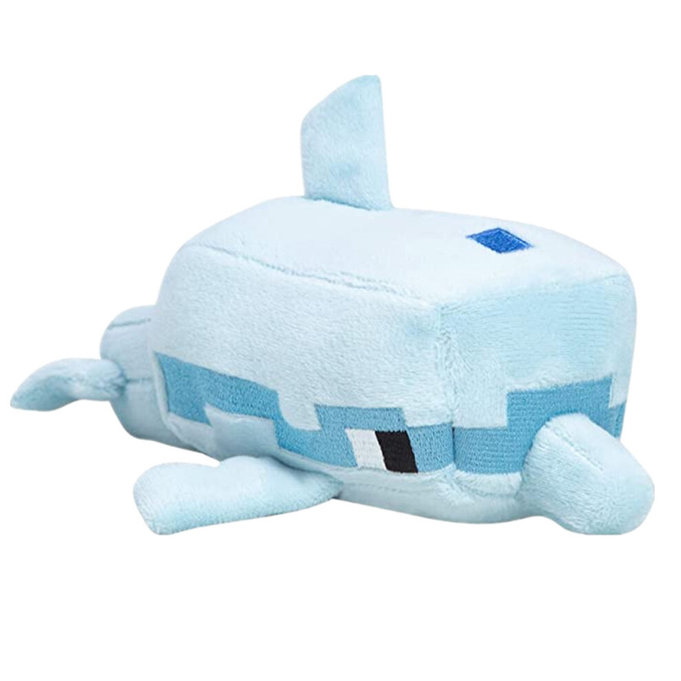 Minecraft Plush Toy Blue Dolphin Pixel Doll Children Doll Kids Gift 22cm