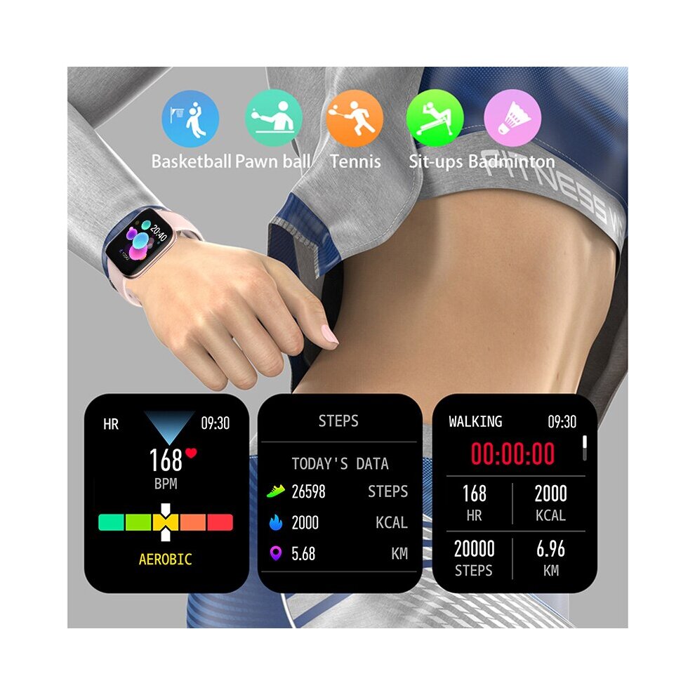 Women Smartwatch Full Touch Screen Support Bluetooth Call Music Smart Watches(Pink)