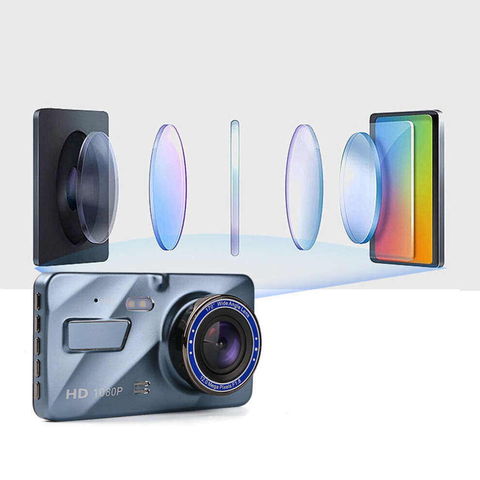 (IPS Touch Screen) 4-in Driving Recorder Dual Camera Reversing Image