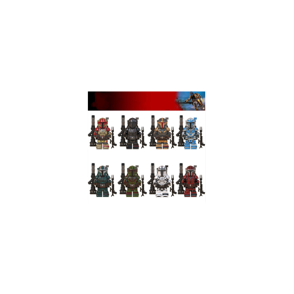 Star Wars Minifigures Building Blocks Toys Set Compatible Lego Clone Wars Mandalorian Troopers Action Figures with Weapons 8pcs Pack for Boys Kids Movies Fans Collection and Gifts Birthday Party Decoration Cake Toppers Moive Toy for Room Decor