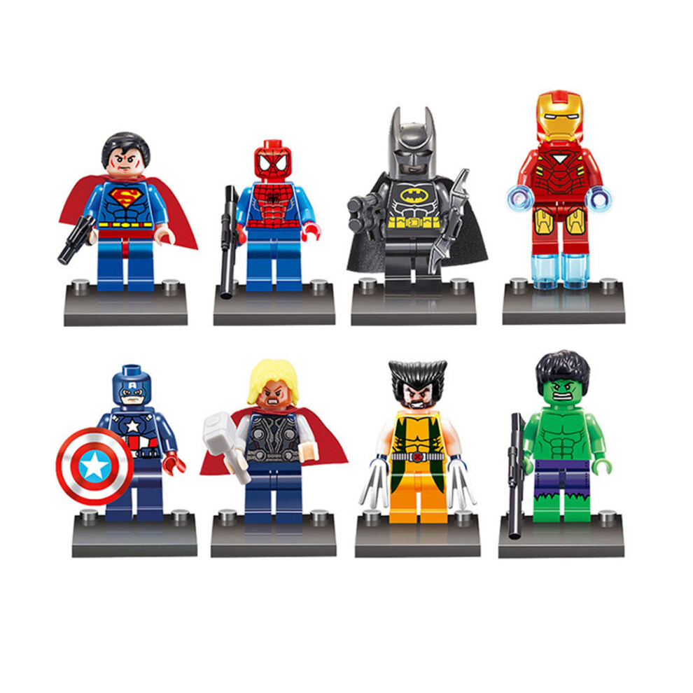 Marvel Avengers Minifigures Building Blocks Toys Includes Spiderman Batman Captain America Hulk Iron Man Thor Superhero Character Collection Toy with Bases for Children Adult Birthday Christmas Easter Ornaments Gifts for Kids