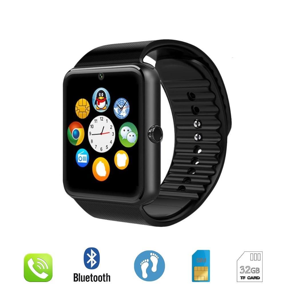 Bluetooth Smart Watch Camera For Android iOS GSM GPRS SIM TF Card Black