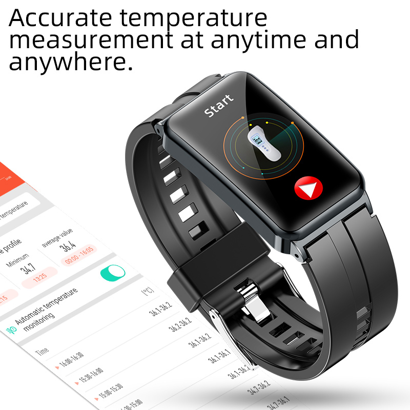 (Pink) Blood Glucose Sugar Smart Body Temperature ECG HRV Monitoring Fitness Smart Bracelet SpO2 Smartwatch