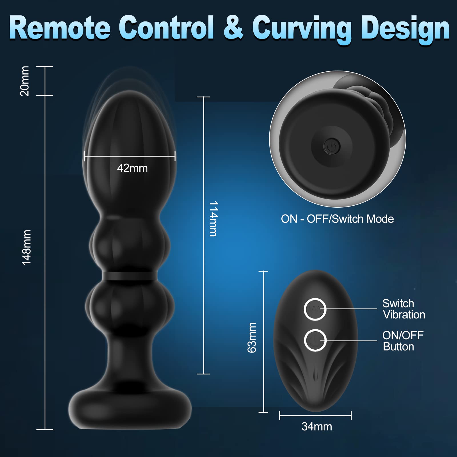 Thrusting Anal Butt Plug Vibrator Prostate Massager Wireless G Spot Vibe Dildo Adult Sex Toys for Couples Gay Male Women Male Masturbation Remote Control with 5 Vibration Mode Rechargeable
