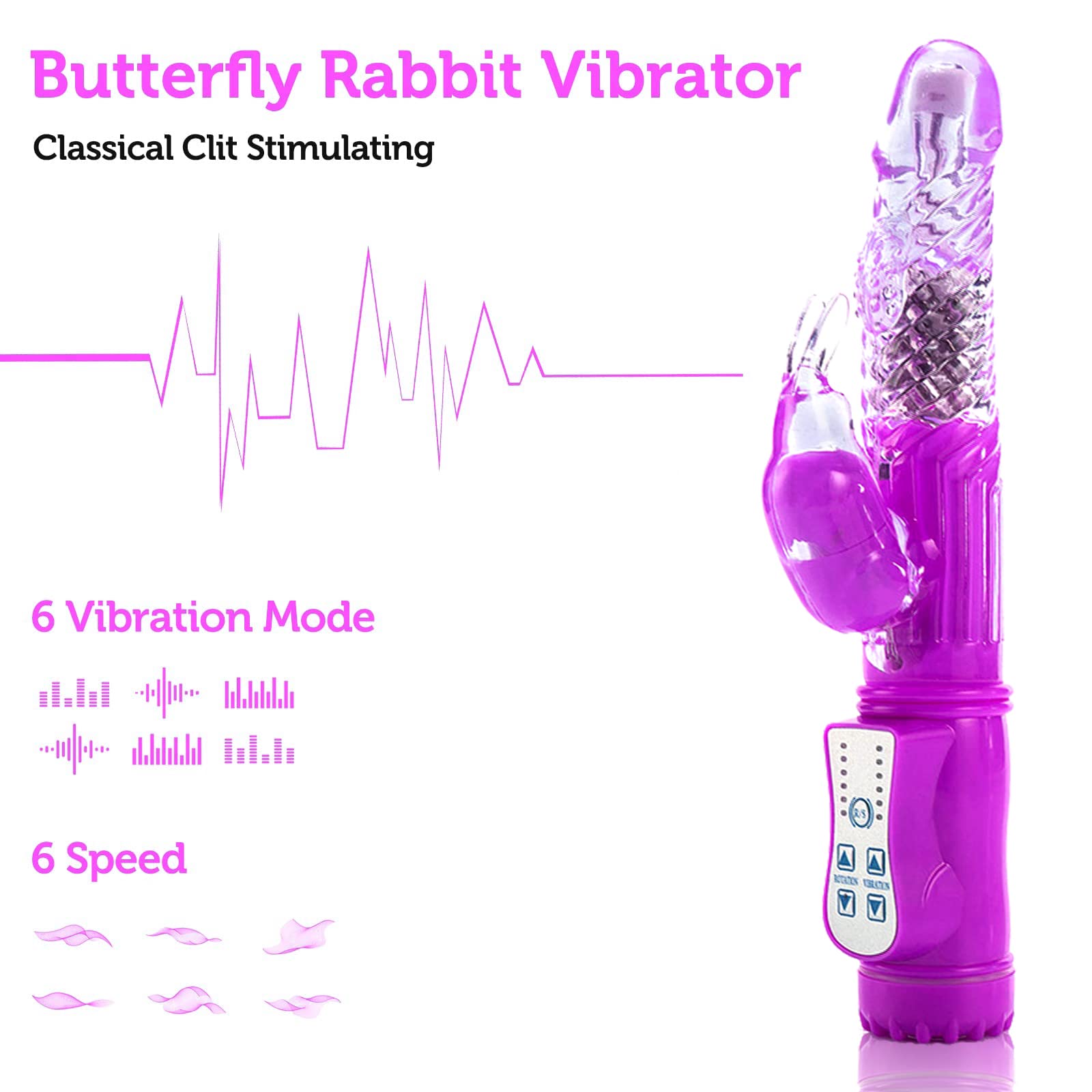 Rabbit Vibrator Electric Massage Realistic Dildo Rotation Dual Motor Vibrating Sex Toys for Clitoris G-spot Stimulation