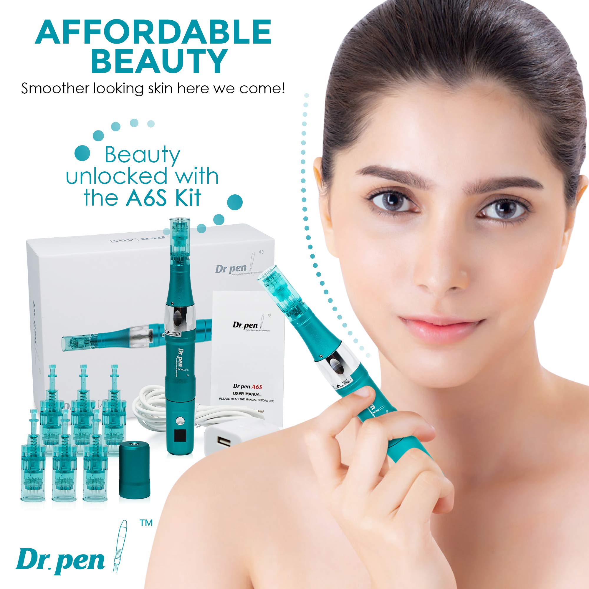 Dr Pen Ultima A6S Wireless Microneedle Derma Pen Electric Microneedling Pen Professional Skin Care Device 6 Speeds 12Pcs Cartridges Needles