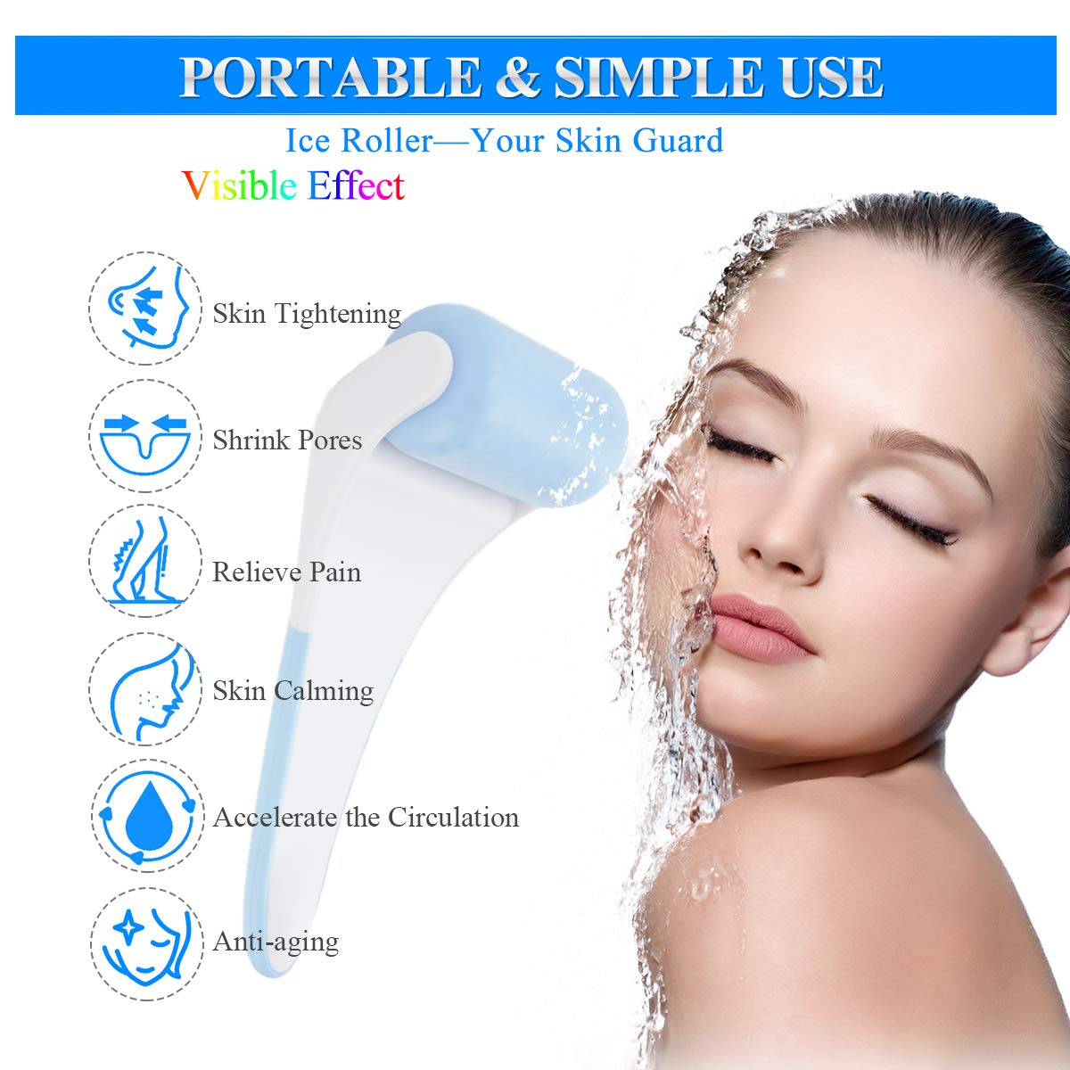 Ice Roller Cool Face Roller Beauty Therapy Massager Skin Lifting Tools Skin Care Products for Eyes Face Reducing Puffiness Migraine Pain Relief and Minor Injury Anti Wrinkles