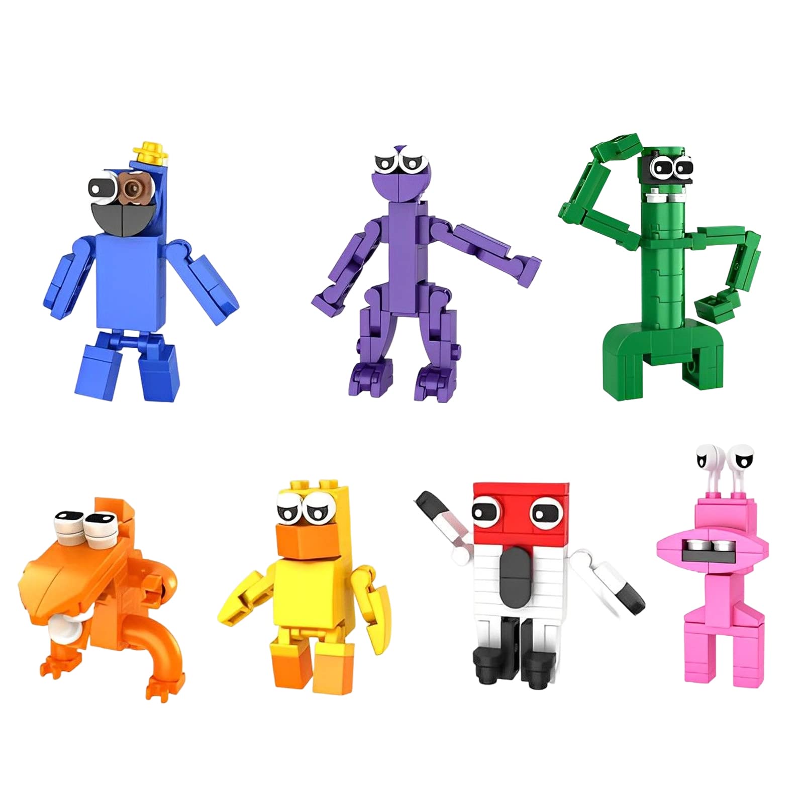 Building Blocks Toy Rainbow Friends Mini Figures 7pcs Action Figures Detachable Puzzle Toy Cartoon Characters Statue Model Figure Ornaments Fans Kids Gifts