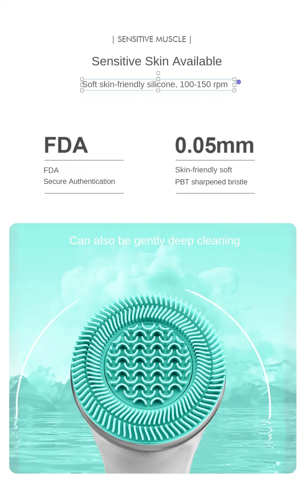 Ultrasonic Face Cleanser Facial Silicone Cleansing Brush Electric Cleansing Tool Face Massager