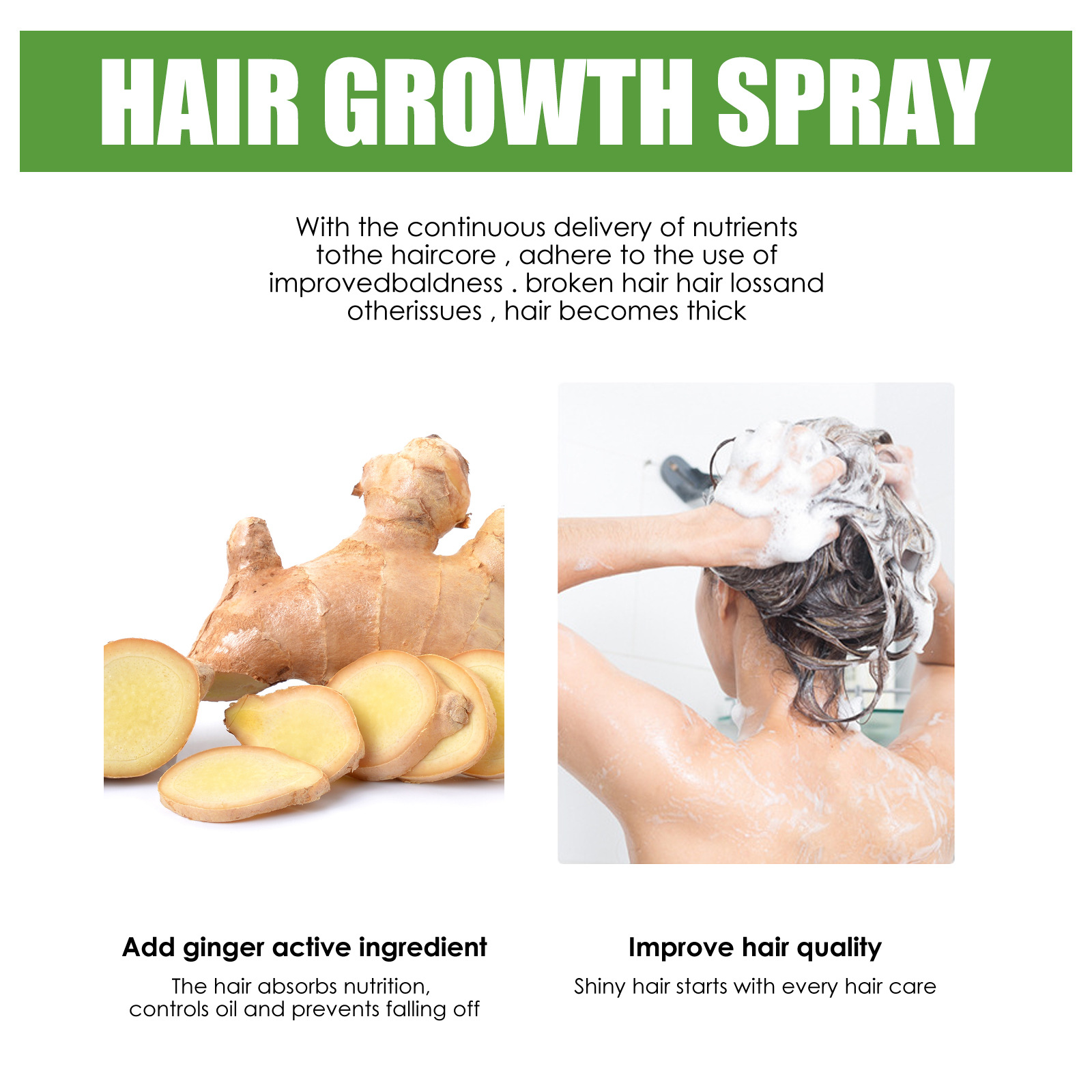 (30ml) Hair Growth Serum Hair Lotion Ginger Serum Hair Spray Anti Loss Promotes Thicker Natural Nourishing Hair Care for Men Women