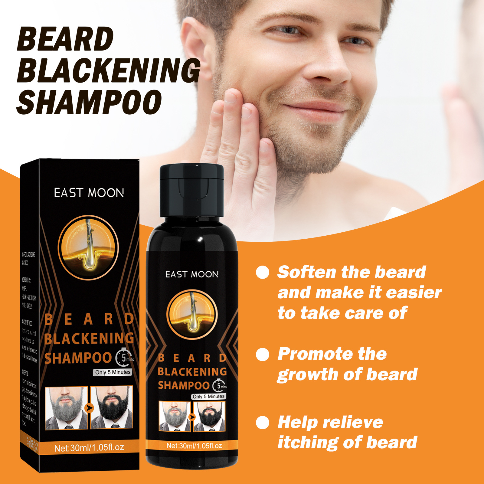 Hair Blackening Beard Shampoo Gray White Treatment Repair Nourish Natural Irritate Gray Covers Anti Loss Hair Care For Men Women