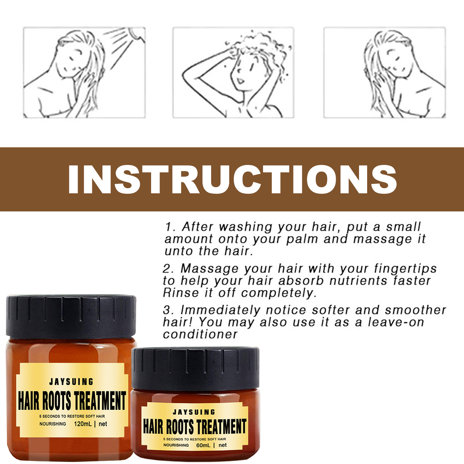 (60ml) Magical Hair Mask Hair Curling Cream Repair Damage Frizzy Treatment Scalp Hair Root Shiny Balm Straighten Soft Care Product