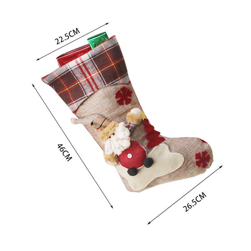 (Santa Claus) Christmas Stockings Xmas Tree Decoration Ornaments Pendant Large Boots Children New Year Candy Bag Santa Claus Gift Socks