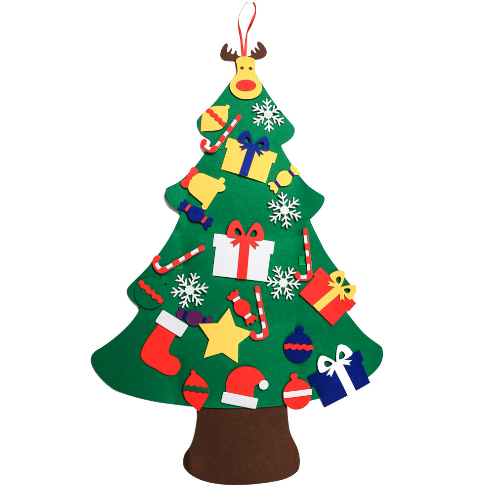 (A Style) DIY Felt Christmas Tree Merry Christmas Decorations For Home Cristmas Ornament Xmas Navidad Gifts Santa Claus New Year Tree