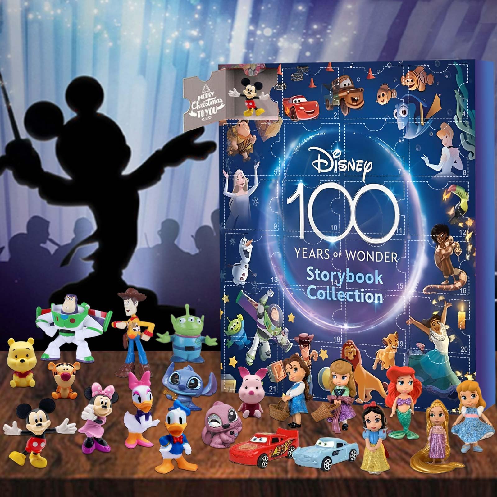Advent Calendar 2023 Christmas Countdown Calendar 24pcs Cartoon Disney Figure Doll Stocking Stuffer Christmas Gifts for Kids