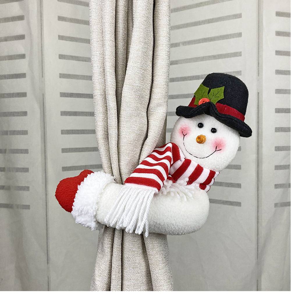 (1PCS Santa Claus) 2PCS 3D Christmas Curtain Tiebacks Dolls Curtain Buckle Holdbacks Curtain Clips Curtain Tie backs Window Strap Buckle Holder Xmas Santa Claus Snowman Window Home Decoration Decors Ornaments