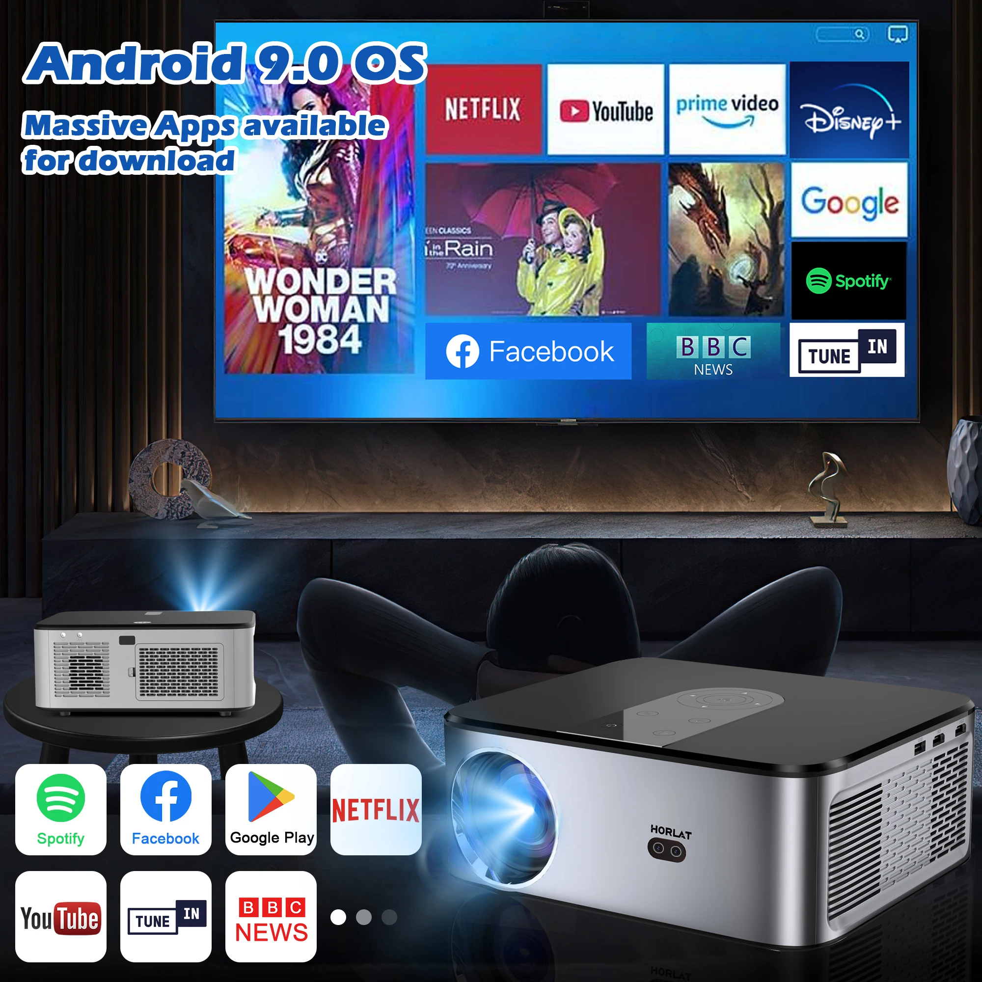 4K LED Projector Android 700ANSI Full HD 1080P Video Home Theater Auto Keystone 5G WiFi 18000Lumenes Portable Proyector