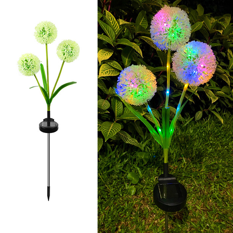 Colourful LED Garden Path Lights Solar Power Dandelion Lamp Stake Outdoor