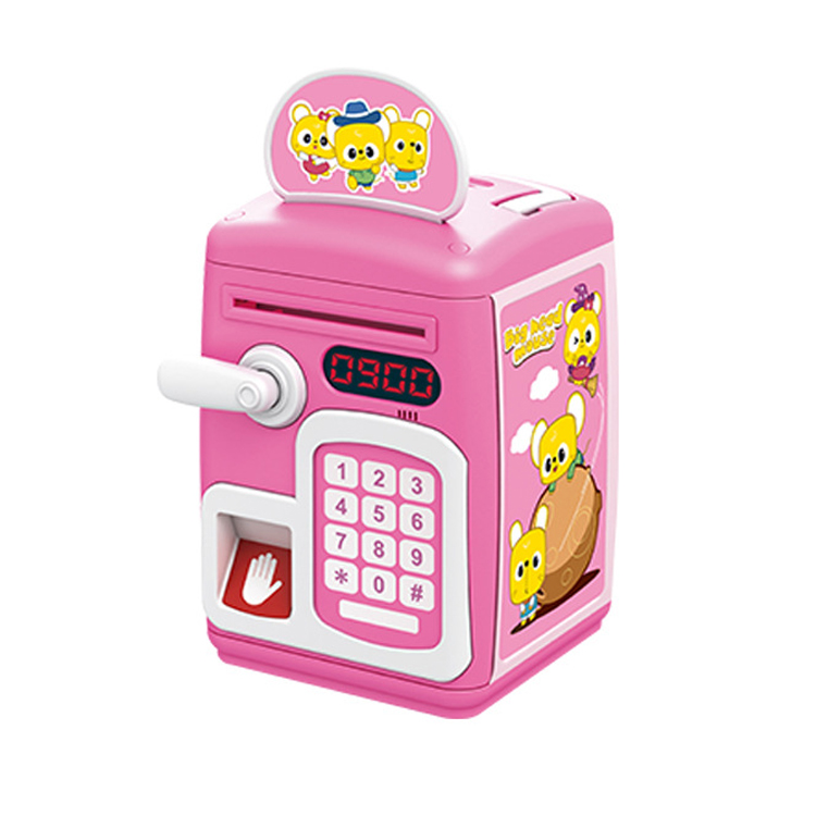 (Blue) Cute Piggy Bank for Kids Saving Money Fingerprint Unlock Money Bank Coin Bank Perfect Gift for Little Savers