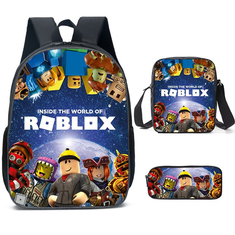 (Style A) 3PCS ROBLOX Game Backpack Lunch Bag Pencil Case Set Kids Gift