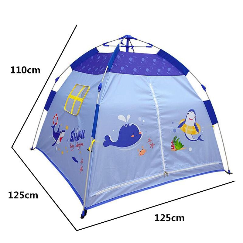 Cute Shark Themed Childrens Playhouse Tent Automatic Pole Speed-Open Indoor/Outdoor Tent