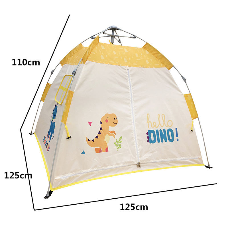 Cute Dinosaur Themed Childrens Playhouse Tent Automatic Pole Speed-Open Indoor Outdoor Tent