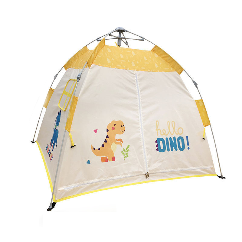 Cute Dinosaur Themed Childrens Playhouse Tent Automatic Pole Speed-Open Indoor Outdoor Tent