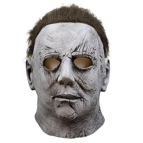 Michael Myers Mask Halloween Latex Horror Mask Full Head Deluxe for Adult Men Latex Mike Myers Cosplay Mask With Hair for Halloween Costume Theme Party Props