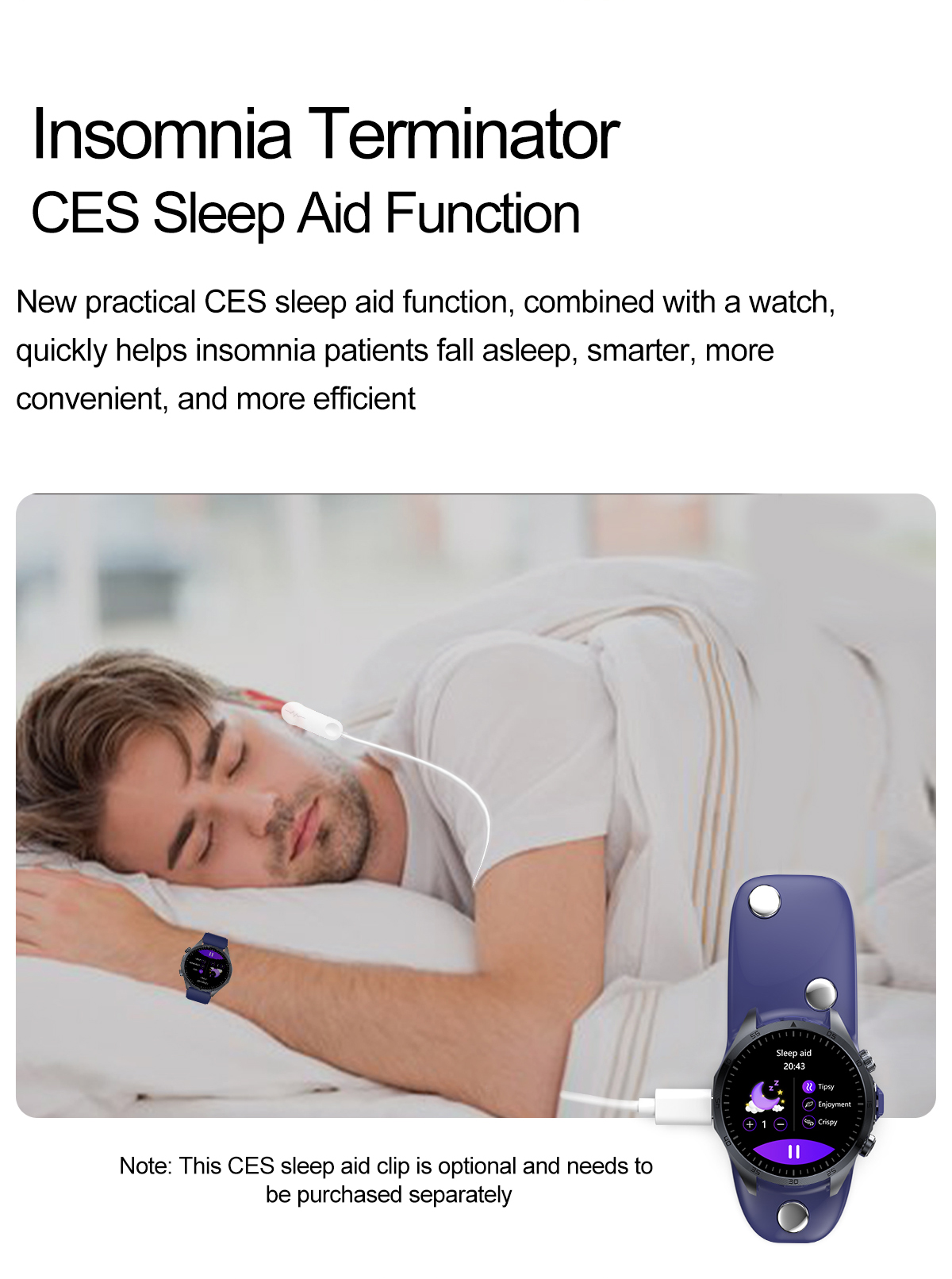 (Black Silicone	) Smart Watch Pulse Therapy Massage CES Sleep Aid ECG Blood Pressure Health Monitoring Bluetooth Call Outdoor Sport Fitness Tracker Men Women Smartwatch