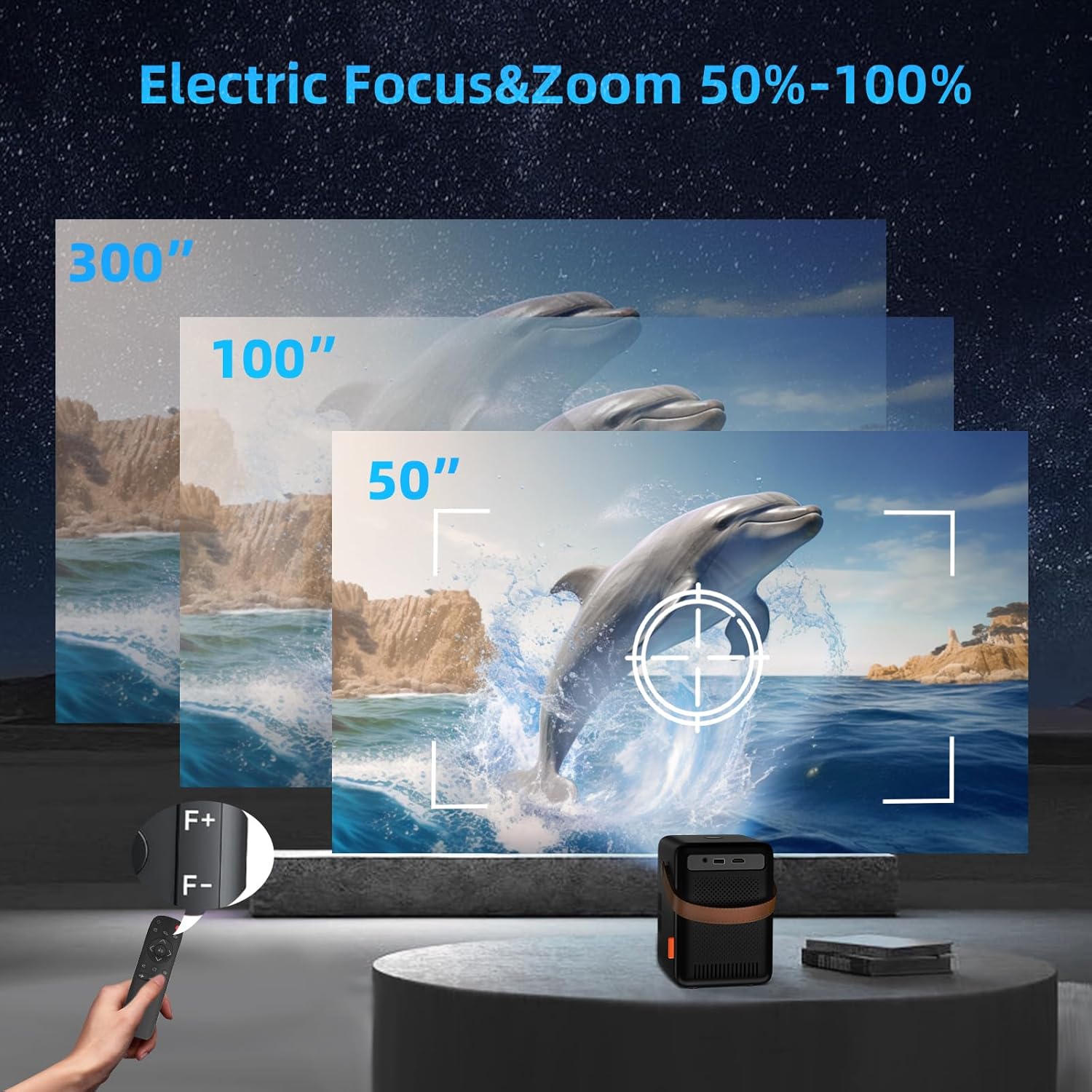 Electric Focus Mini Portable Projector 500 ANSI FunFlix G1 5G WIFI Bluetooth Projector 1080P Full HD Supported 300 Inch Display Zoom Home Cinema Video Projector for TV Stick Smartphone HDMI USB PS5