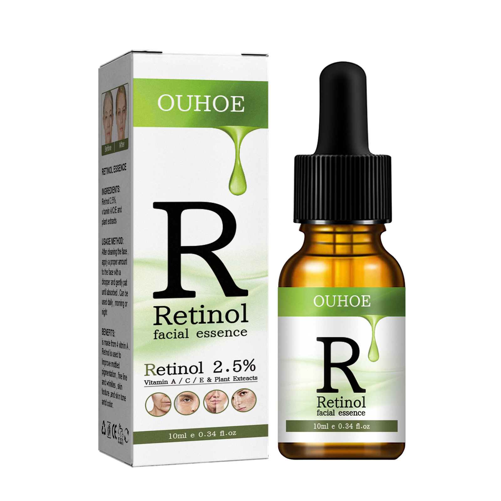 (1 PC) Retinol Serum Face Anti Wrinkle Firming Lifting Moisturizing Whitening Brightening Skin Reduce Fine Lines Anti Aging Essense